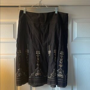 Ann Taylor Brown Corduroy Embroidered Skirt